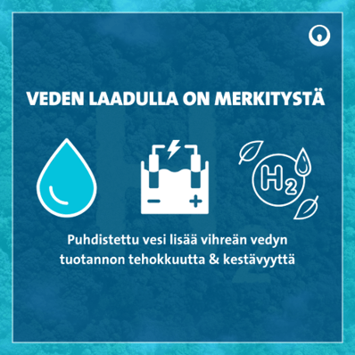 Veden laadulla on merkitystä vedyn tuotannossa